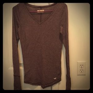 Burgundy&white stripped long sleeve